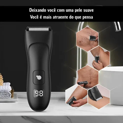 Aparador Masculino Premium – tecnologia de lâmina de cerâmica substituível, 100% à prova d’água, recarregável