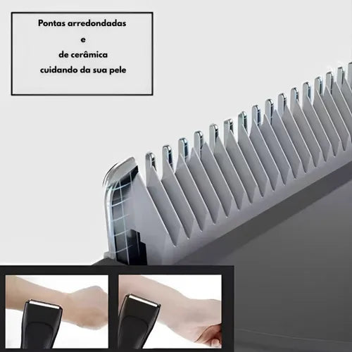 Aparador Masculino Premium – tecnologia de lâmina de cerâmica substituível, 100% à prova d’água, recarregável